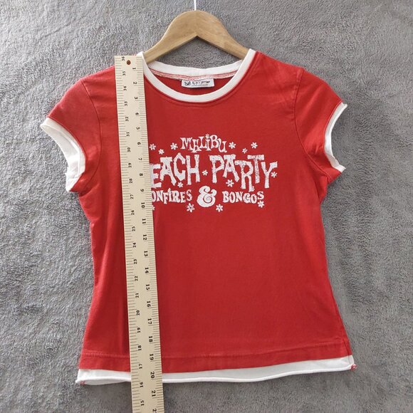 Vintage Self Esteem Girls Red Graphic T-Shirt Size Large Malibu Beach Party - Picture 4 of 6